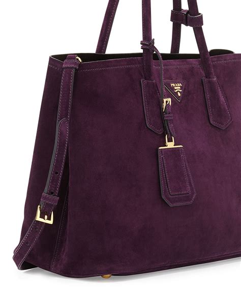 prada suede medium double-pocket tote bag|prada foldable shopping tote.